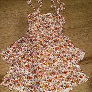 Floral Romper- Pink and Orange